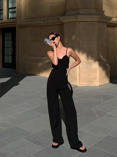 Jumpsuit de Escote V y Cintura Alta con Piernas Anchas - Image 12
