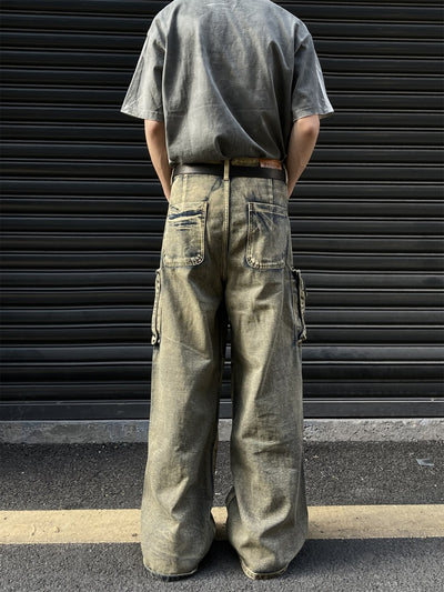 Pantalón Vaquero Retro Tipo Workwear con Bolsillos y Pierna Ancha - Image 4