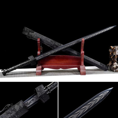 Espada Qin Clásica y Sable Primavera Bordado - Acero Manganeso Alto para Defensa