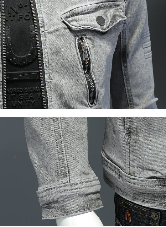 Chaqueta Denim Stretch con Cierre para Hombre - Ajuste Premium - Image 13