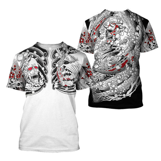Camiseta Hombre Samurái 3D Cuello Redondo Diseño Impreso Suelta - Image 11