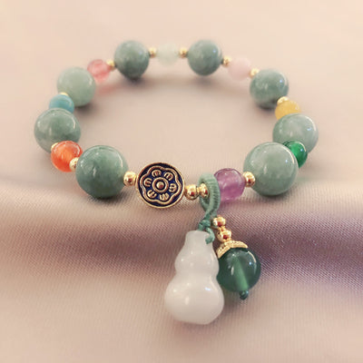 Pulsera de Jade Vintage Estilo Tibetano Étnico con Calabaza y Calcedonia - Image 7