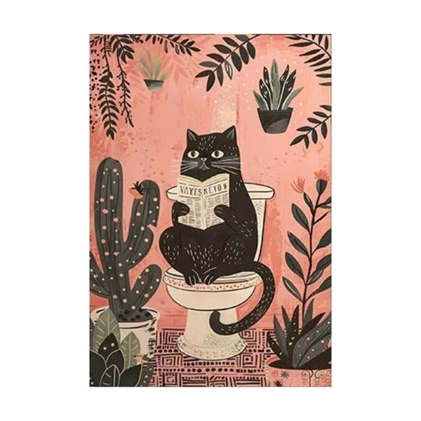 Cuadro Decorativo Gato Negro Leyendo para Baño - Lienzo Impreso - Image 5