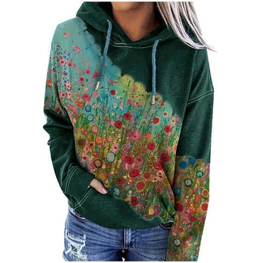 Sudadera con capucha estampado floral de manga larga - Image 6