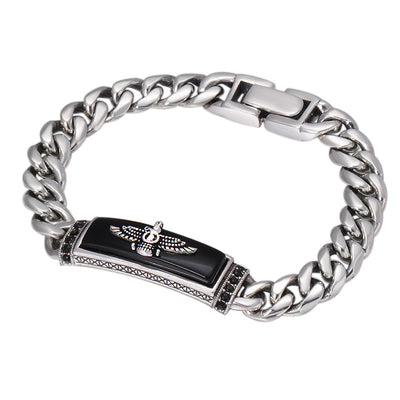 Pulsera de Ágata Negra con Águila Volante Vintage - Image 7