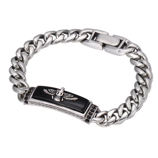 Pulsera de Ágata Negra con Águila Volante Vintage - Image 7