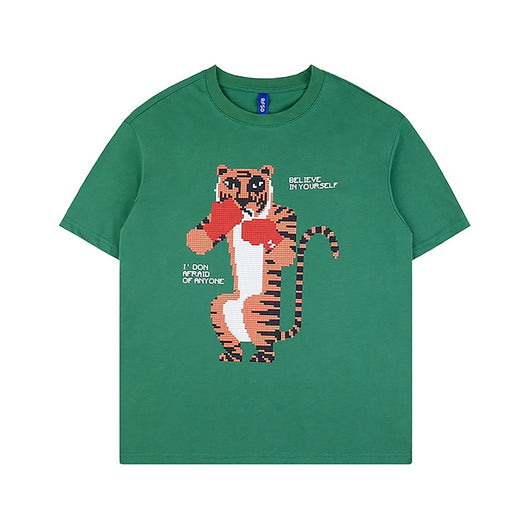Camiseta Suelta Estampado Anime Tigre Manga Corta Unisex - Image 4