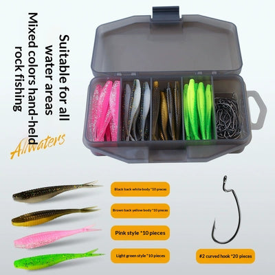 Kit de Carnadas Artificiales Soft Bait con 66 Gusanos de Cola Ahorquillada - Image 5