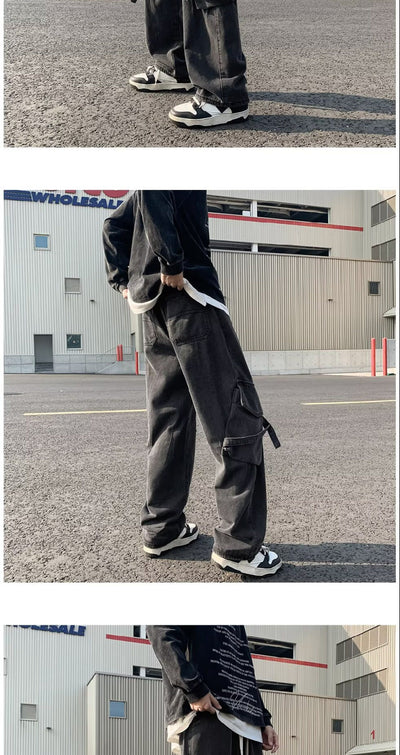 Pantalones Casuales Holgados Multibolsillos Lavado Industrial - Image 15