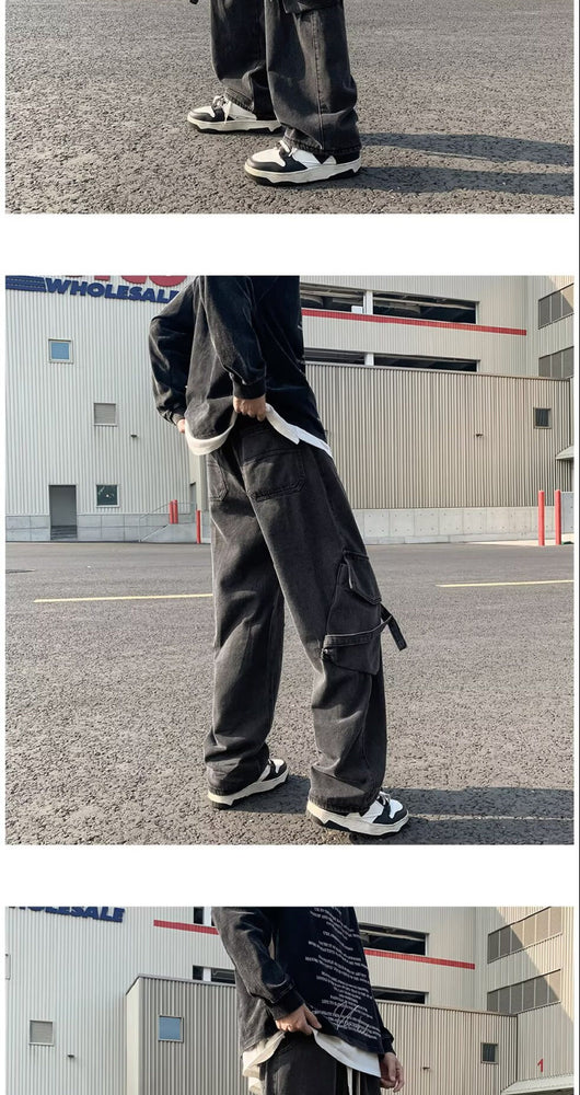 Pantalones Casuales Holgados Multibolsillos Lavado Industrial - Image 15
