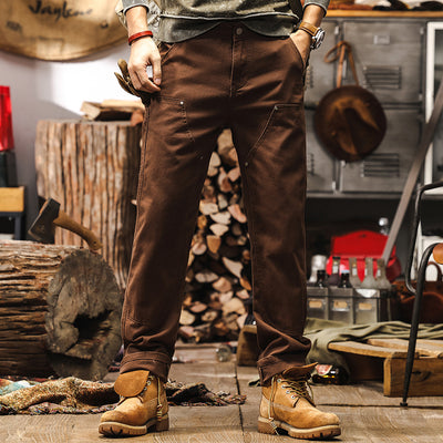 Pantalón Denim Recto Café Clásico para Uso Diario - Image 7