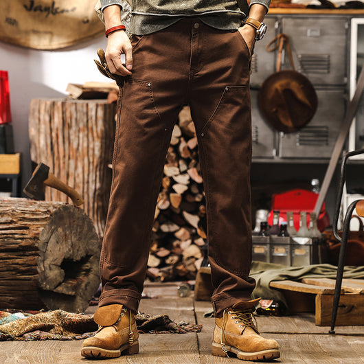 Pantalón Denim Recto Café Clásico para Uso Diario - Image 7