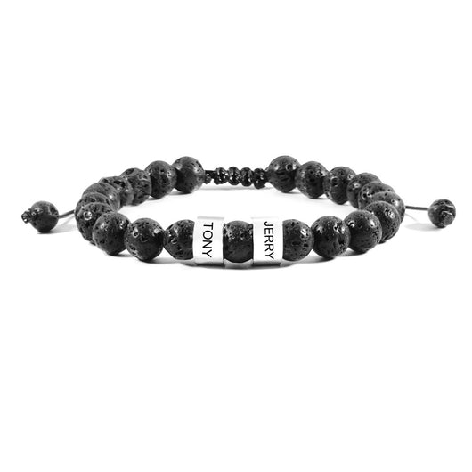 Pulsera de Acero Inoxidable con Piedra de Lava Negra Ajustable - Image 13