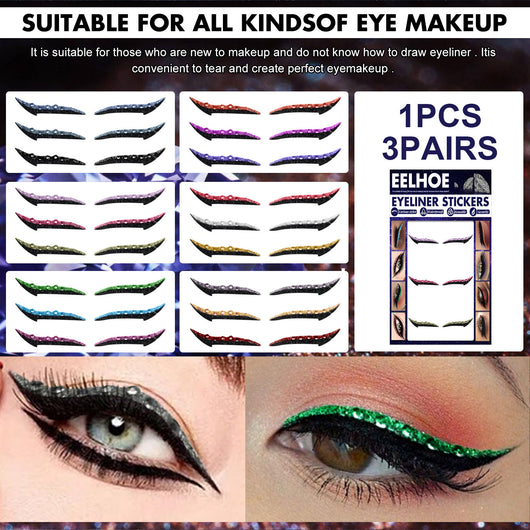 Delineador Adhesivo Diamantado Impermeable - Pegatinas de Eyeliner Gato Sexy para Maquillaje - Image 15