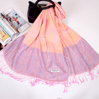 Foulard Étnico de Cachemira Dual-uso con Jacquard y Borlas - Image 28