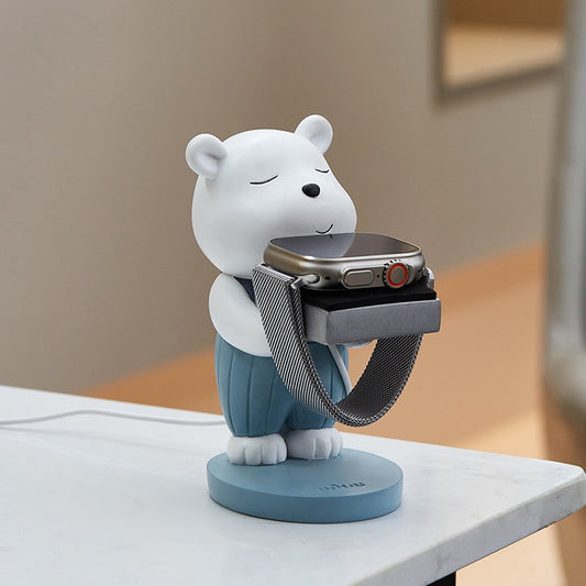 Soporte Cargador Oso Diseño Original - Organizador Cartoon Antiextravío para Escritorio