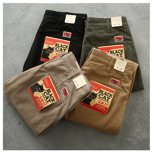 Pantalones Casuales Rectos de Algodón Twill Retro para Hombre - Image 10