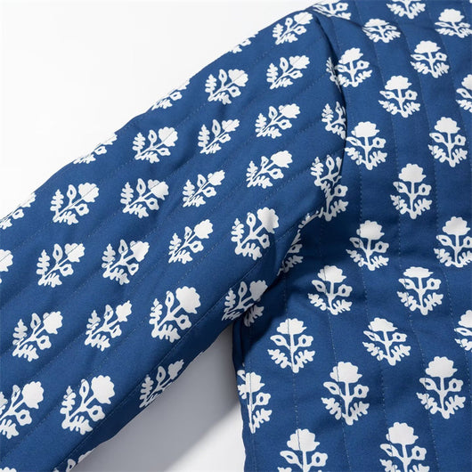 Abrigo Reversible de Algodón con Cuello Mao Estampado para Mujer - Image 14