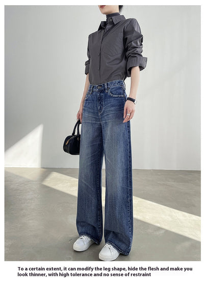 Jeans Azul Claro Cintura Alta Pierna Ancha Mujer Corte Recto - Image 9