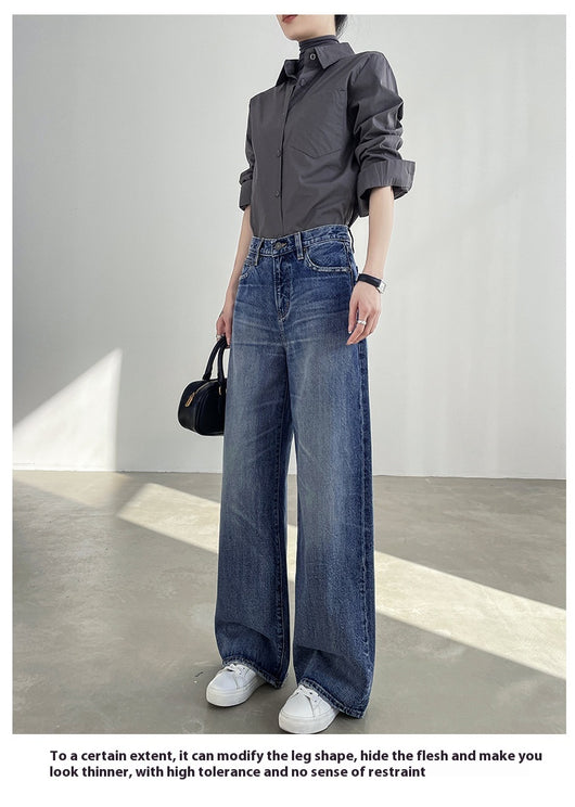Jeans Azul Claro Cintura Alta Pierna Ancha Mujer Corte Recto - Image 9