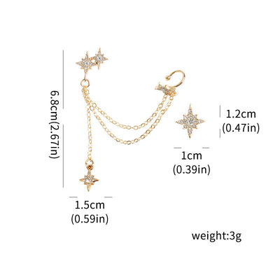 Aretes Asimétricos Diamante Meteor - Estilo Temperamento Dongdaemun - Image 7
