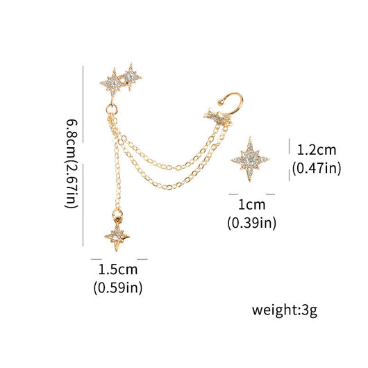 Aretes Asimétricos Diamante Meteor - Estilo Temperamento Dongdaemun - Image 7