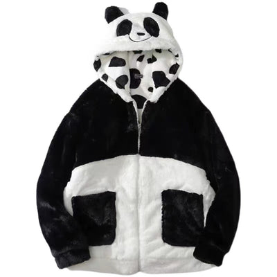 Abrigo Reversible de Peluche Vaca y Panda - Doble Cara para Invierno - Image 15