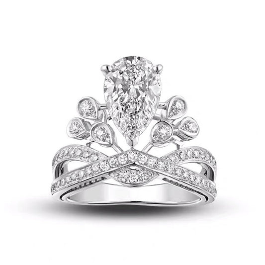 Anillo de Plata Esterlina Gota de Agua Vintage Princesa Real - Image 2
