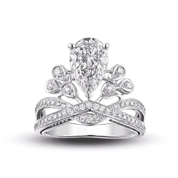 Anillo de Plata Esterlina Gota de Agua Vintage Princesa Real