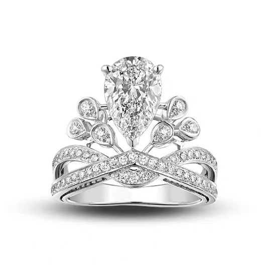 Anillo de Plata Esterlina Gota de Agua Vintage Princesa Real - Image 2