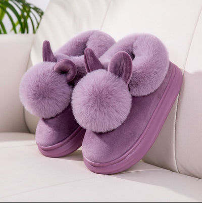 Pantuflas Cálidas de Conejo y Gato Felpa - Zapatillas de Casa Algodón Grueso Invierno - Image 24