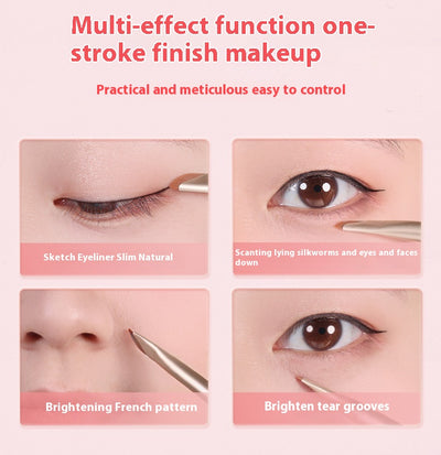 Pincel Delineador Curvado con Cerdas Suaves - Maquillaje de Ojos y Rubor - Image 7