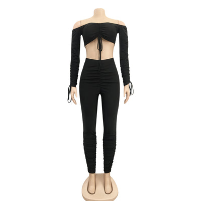 Blusa Elegante con Hombros Descubiertos, Cordones y Mangas Plisadas - Image 13