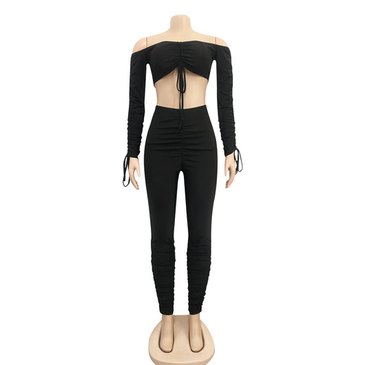 Blusa Elegante con Hombros Descubiertos, Cordones y Mangas Plisadas - Image 13