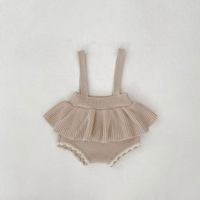 Conjunto de Dos Piezas para Bebé Niña - Cardigan Bicolor con Falda Pantalón Suspensores - Image 23
