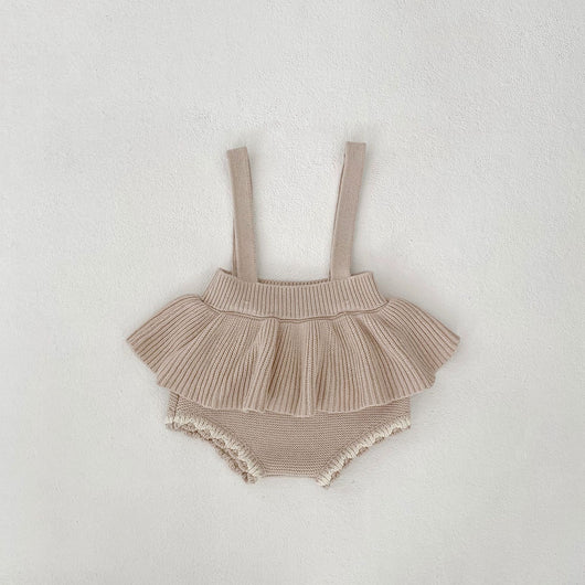 Conjunto de Dos Piezas para Bebé Niña - Cardigan Bicolor con Falda Pantalón Suspensores - Image 23
