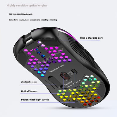Ratón Inalámbrico Luminoso con Diseño Calado Ultraligero - Image 4