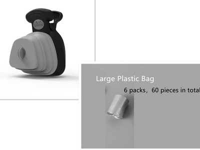 Blue and black foldable pet poop bag dispenser with an integrated scoop, ideal for travel and outdoor use. - Image 10