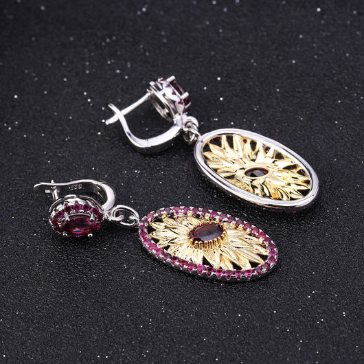 Aretes de Plata con Incrustaciones de Rosa - Image 9