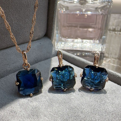 Conjunto de Aretes y Collar de Zafiro Elegante - Image 8