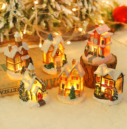 Adorno Navideño Casa de Nieve Luminosa con Resina Brillante - Image 11