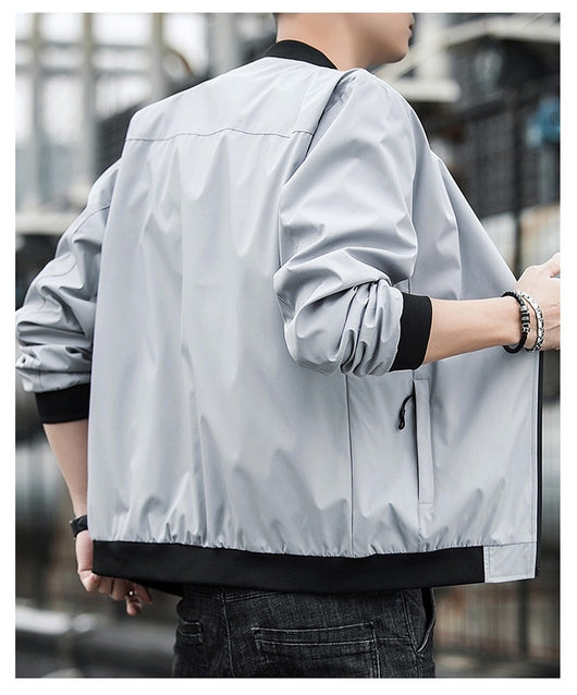 Chaqueta Hombre Primavera Otoño Cuello Alto Diseño Liso - Image 21