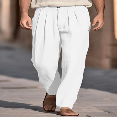 Pantalones de Lino Holgados con Pliegues y Bolsillos Frontales - Image 2