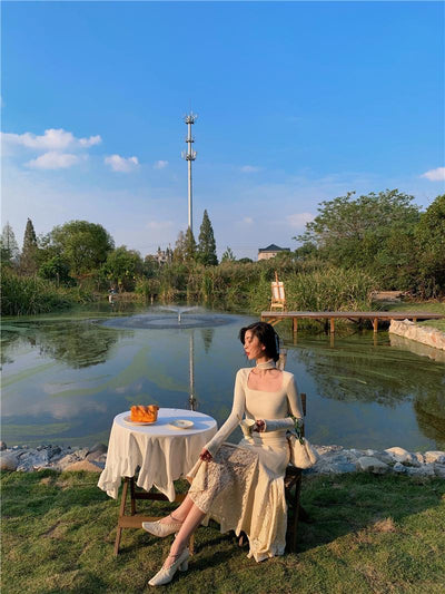 Vestido Ligero con Falda de Encaje Bordado - Image 10