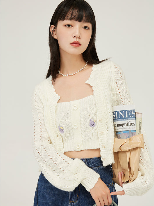 Cardigan Tejido Dos Piezas para Mujer - Colección Otoño con Tirantes - Image 3
