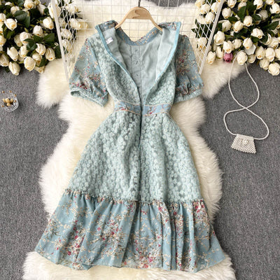 Vestido Corto Elegante con Mangas Abullonadas y Bordado Artesanal - Image 19