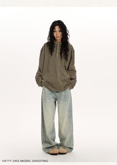 Blusa Casual de Algodón a Rayas con Manga Larga Suelta - Image 15