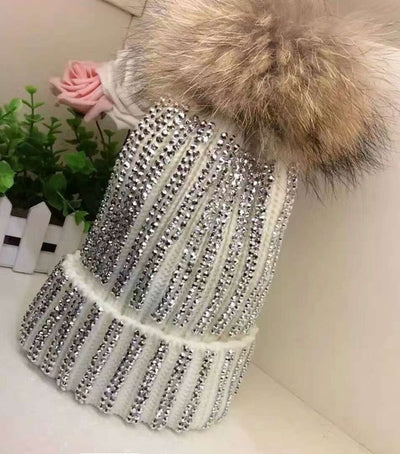 Gorro de Invierno Oversized con Pompón de Piel de Mapache y Zorro Real - Image 14