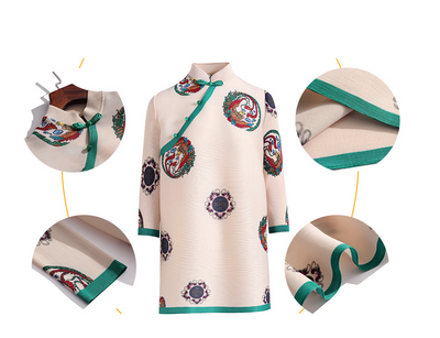 Blusa Cheongsam Retro Estampada Talla Grande para Mujer - Image 10