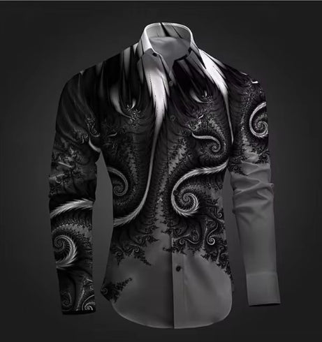 Camisa Casual Estampada Slim Fit para Hombre - Manga Larga Otoño Invierno - Image 7